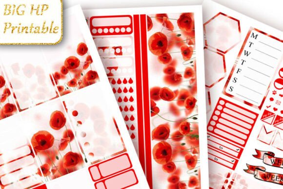 Download Big Happy Planner Stickers Red Poppies - Happy planner Collection