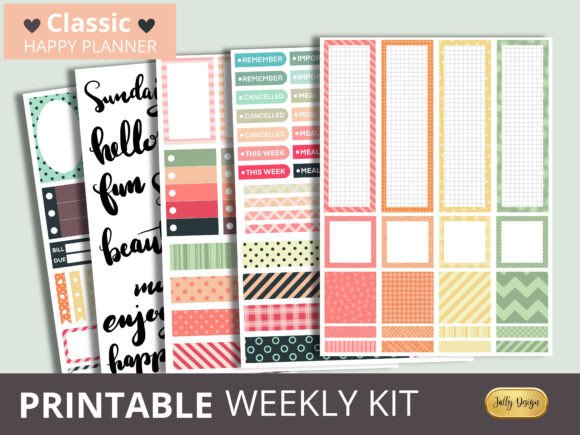 Download Retro Colored Happy Planner Stickers - Happy planner Collection